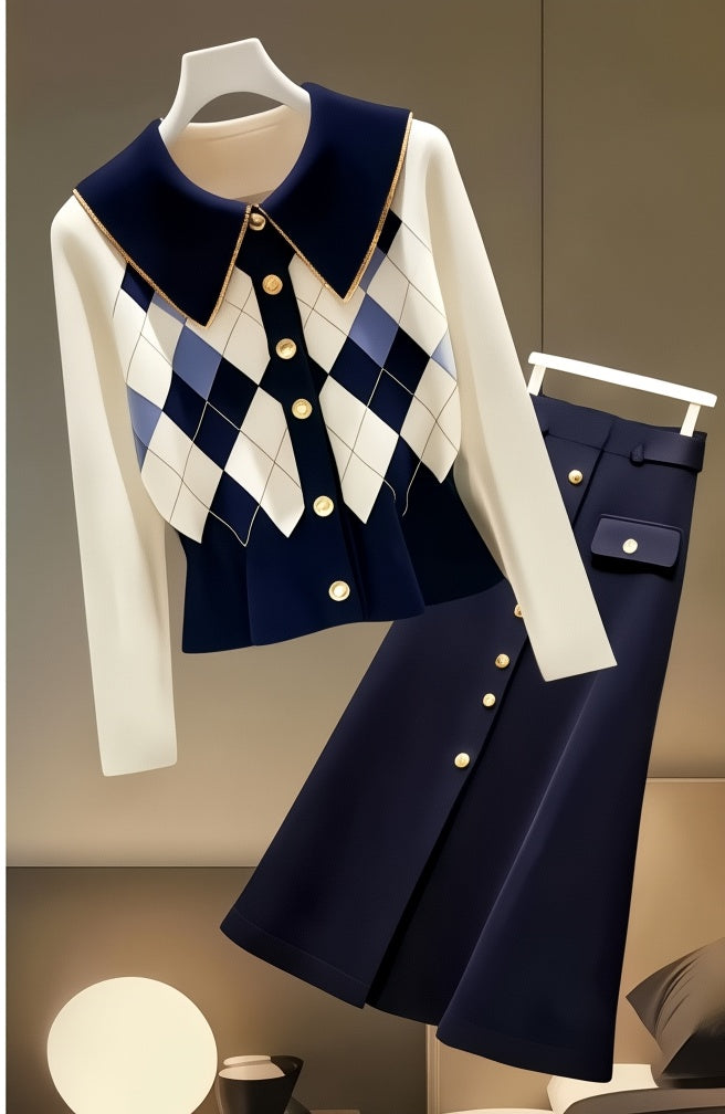 Vivienne | Argyle Knit Set