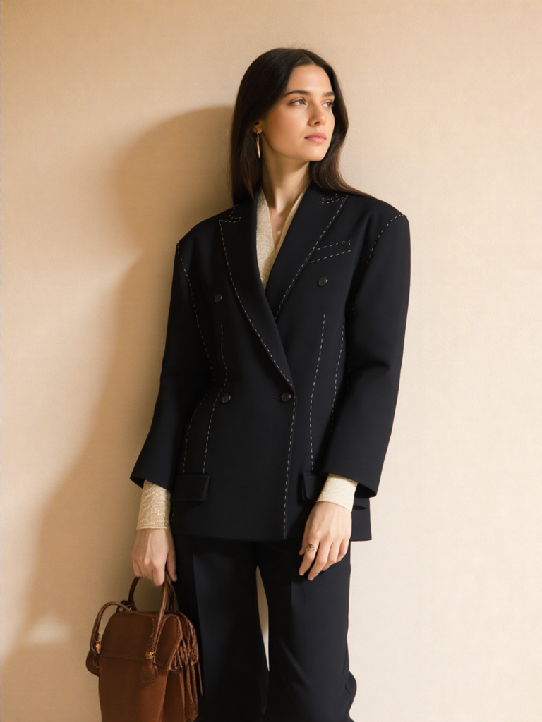 Phoebe | Double-Breasted Strip Blazer