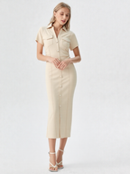 Elara | Denim Midi Dress