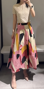 Liora | Abstract Midi Skirt