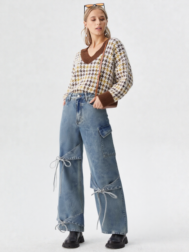 Élodie | Bow-Tie Wide Denim