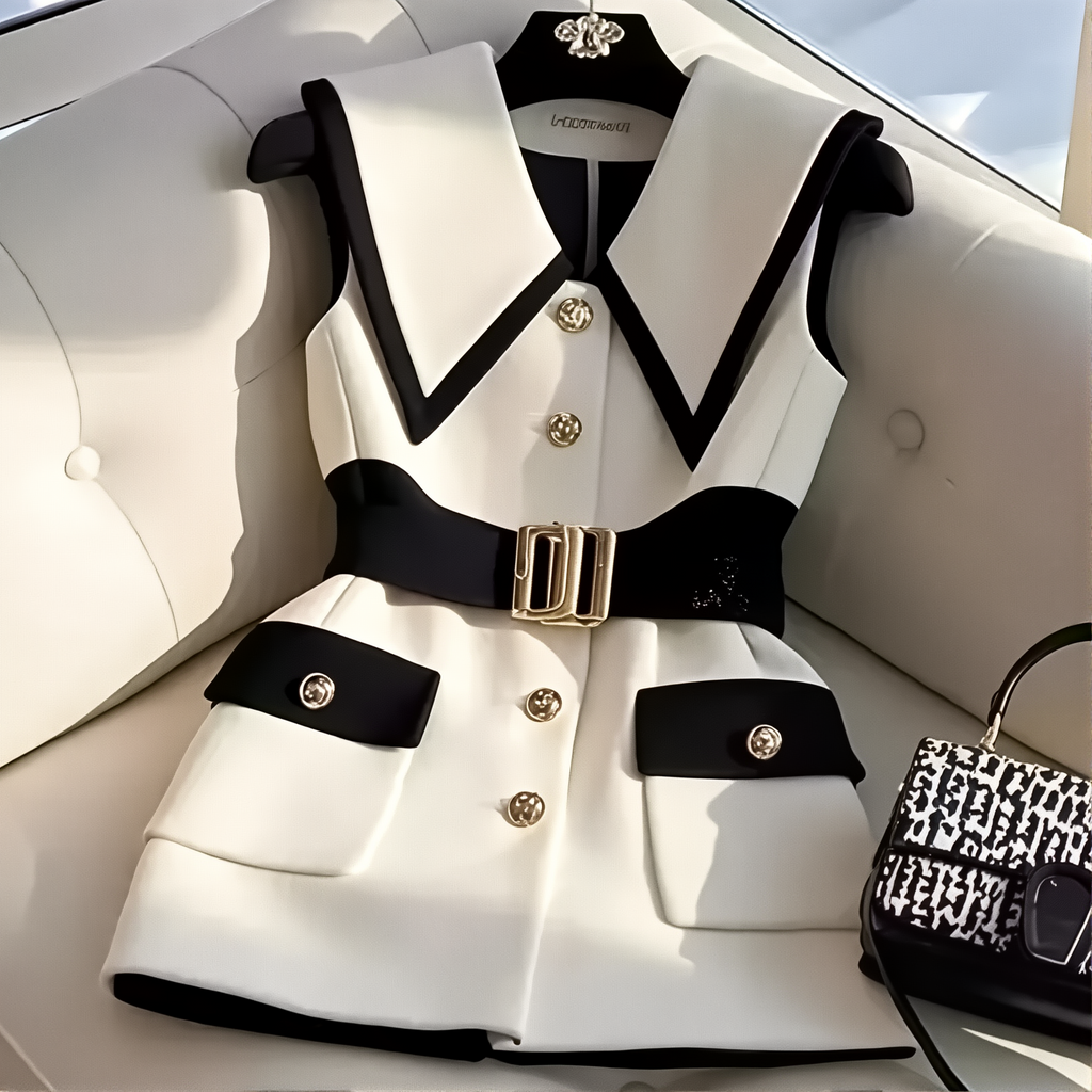 Serena | Two-Tone Belted Waistcoat