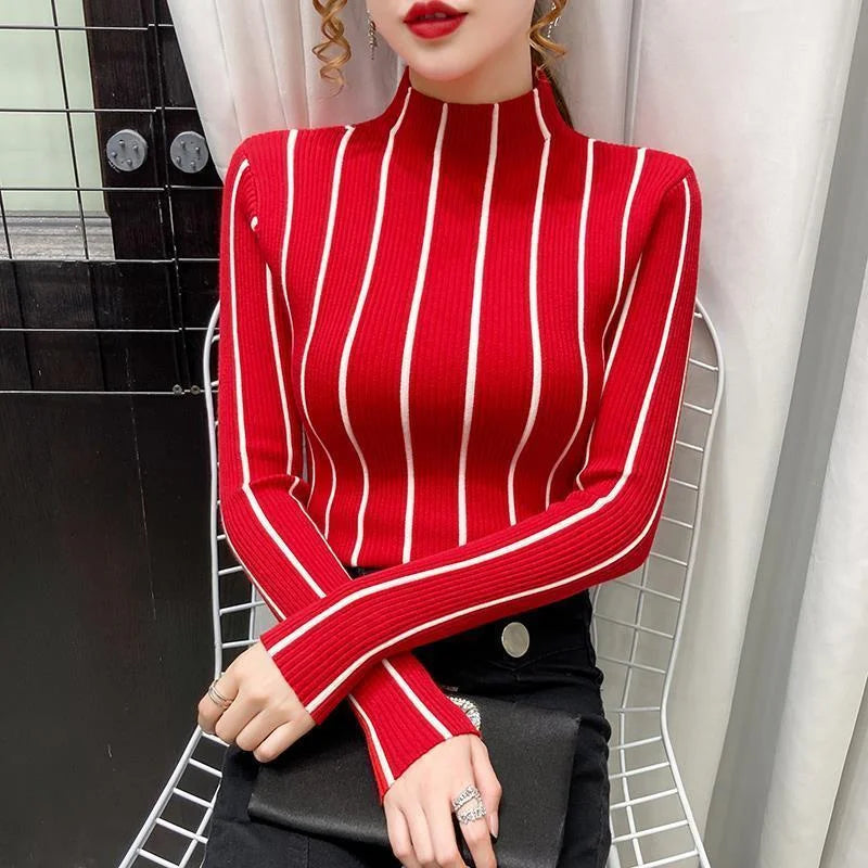 Renée | Striped Ribbed Turtleneck