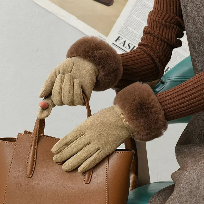 Elara Cashmere Fur Gloves