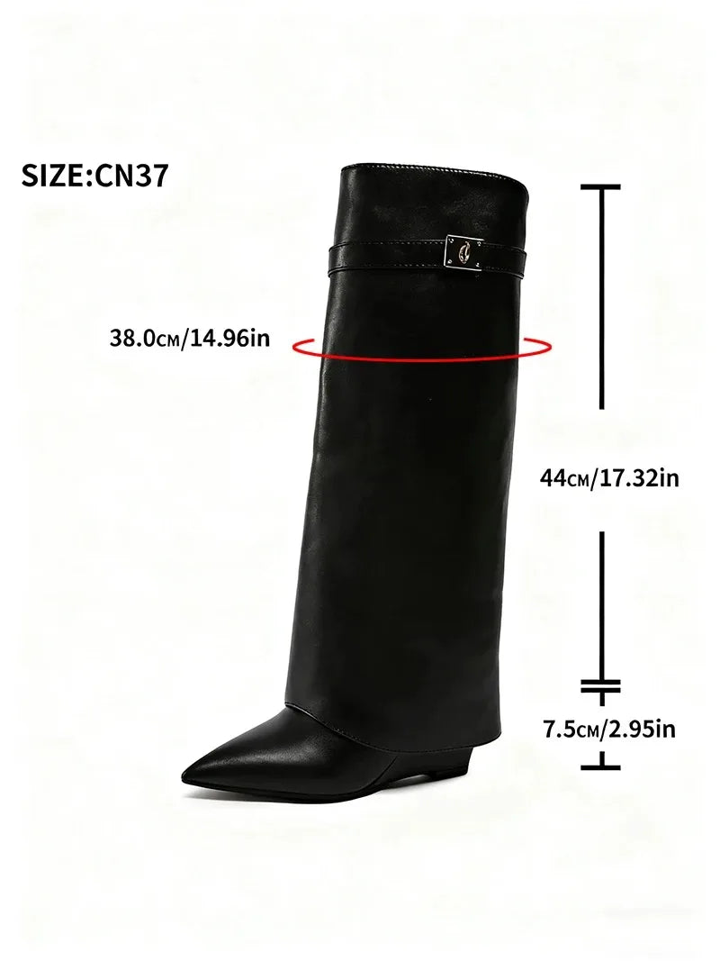 Noire Sculpted Leather Slouch Boots