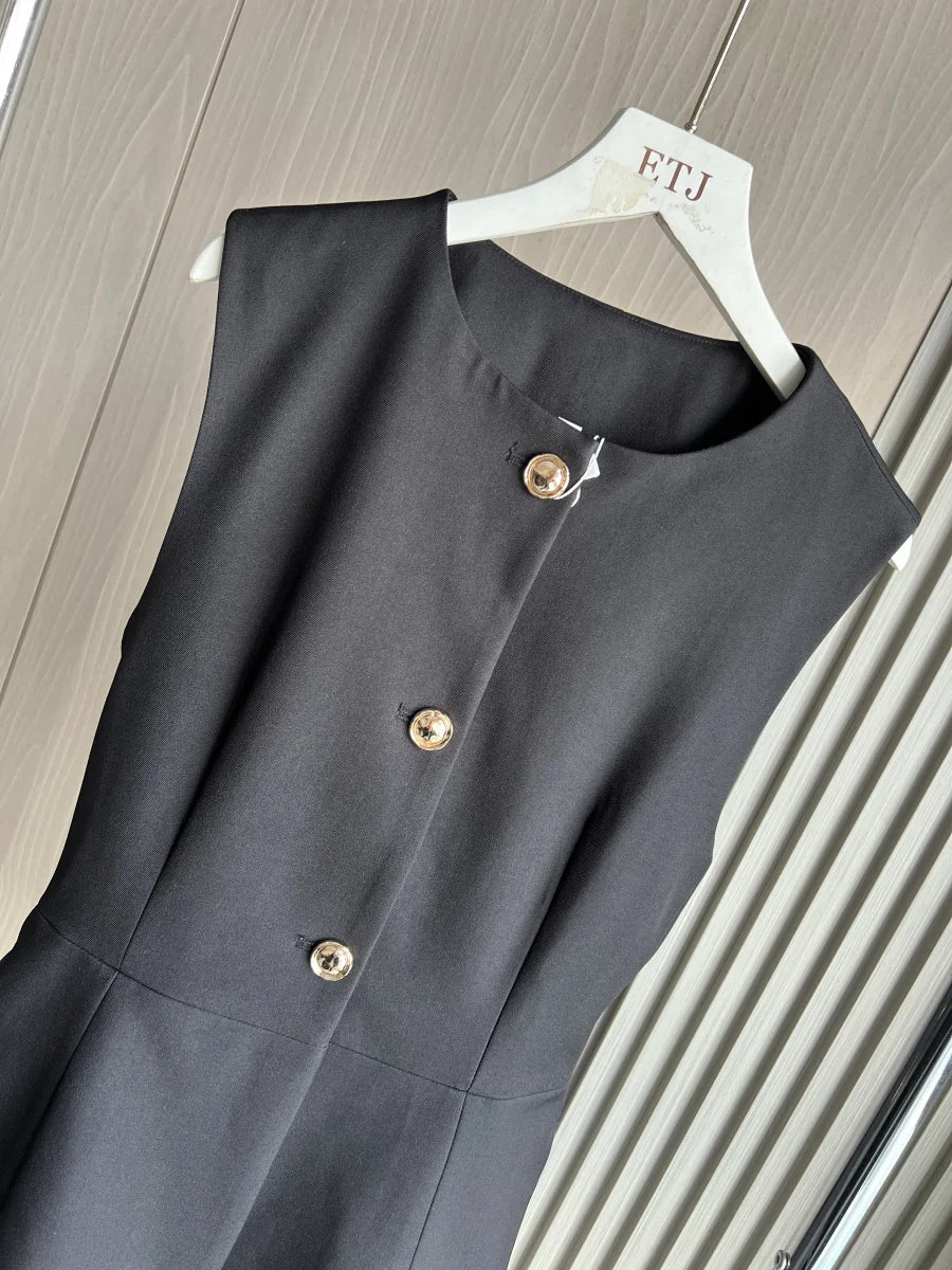 Noelle | Belted Crepe Vest