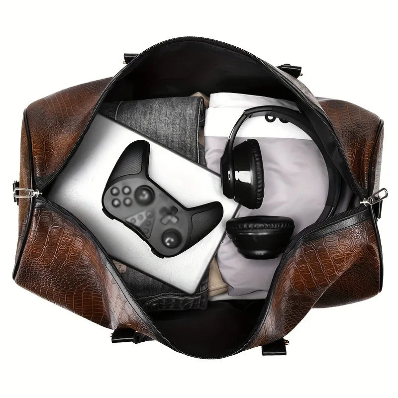 Preston Embossed Leather Weekender Bag