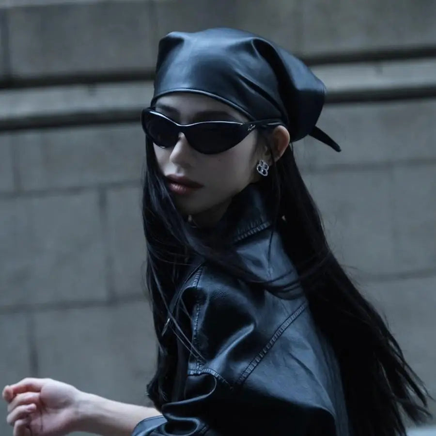 Noire Luxe Leather Headscarf