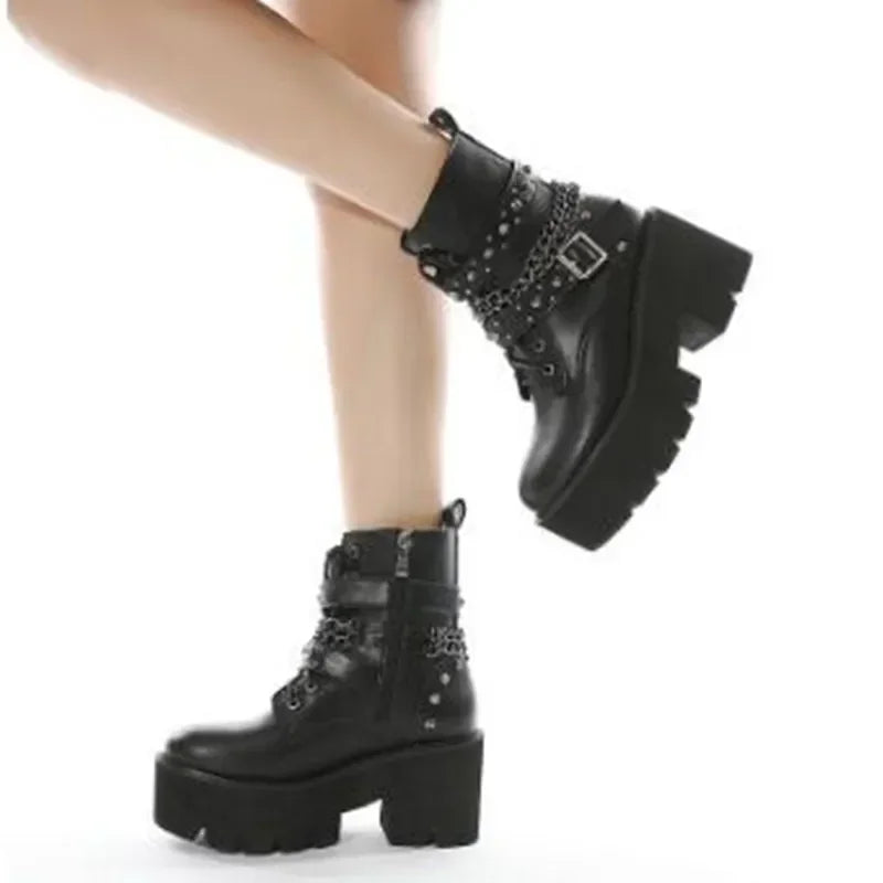 Raven Studded Platform Boots