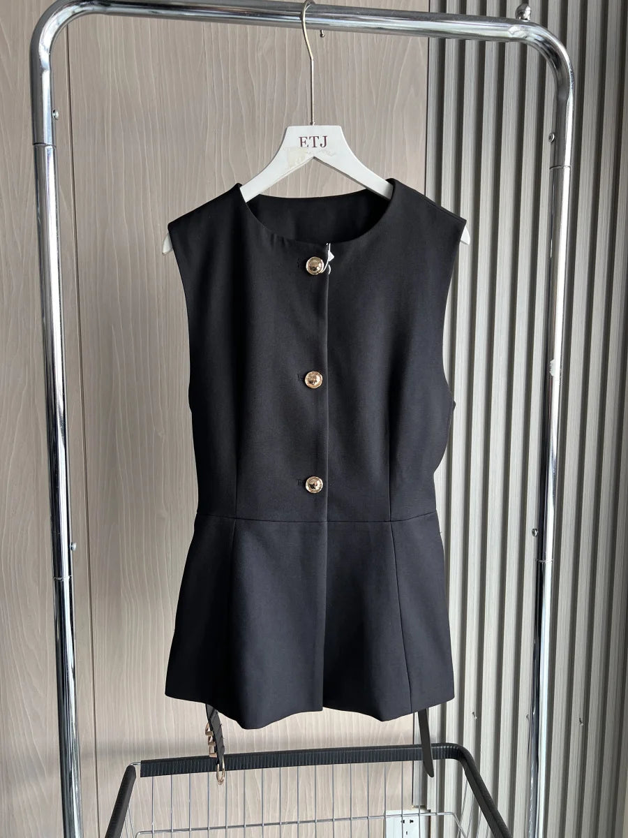 Noelle | Belted Crepe Vest