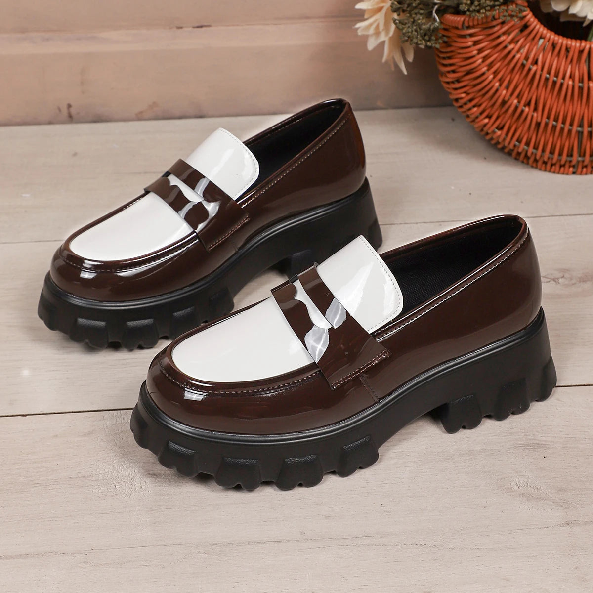 Liora | Two-Tone Platform Loafers