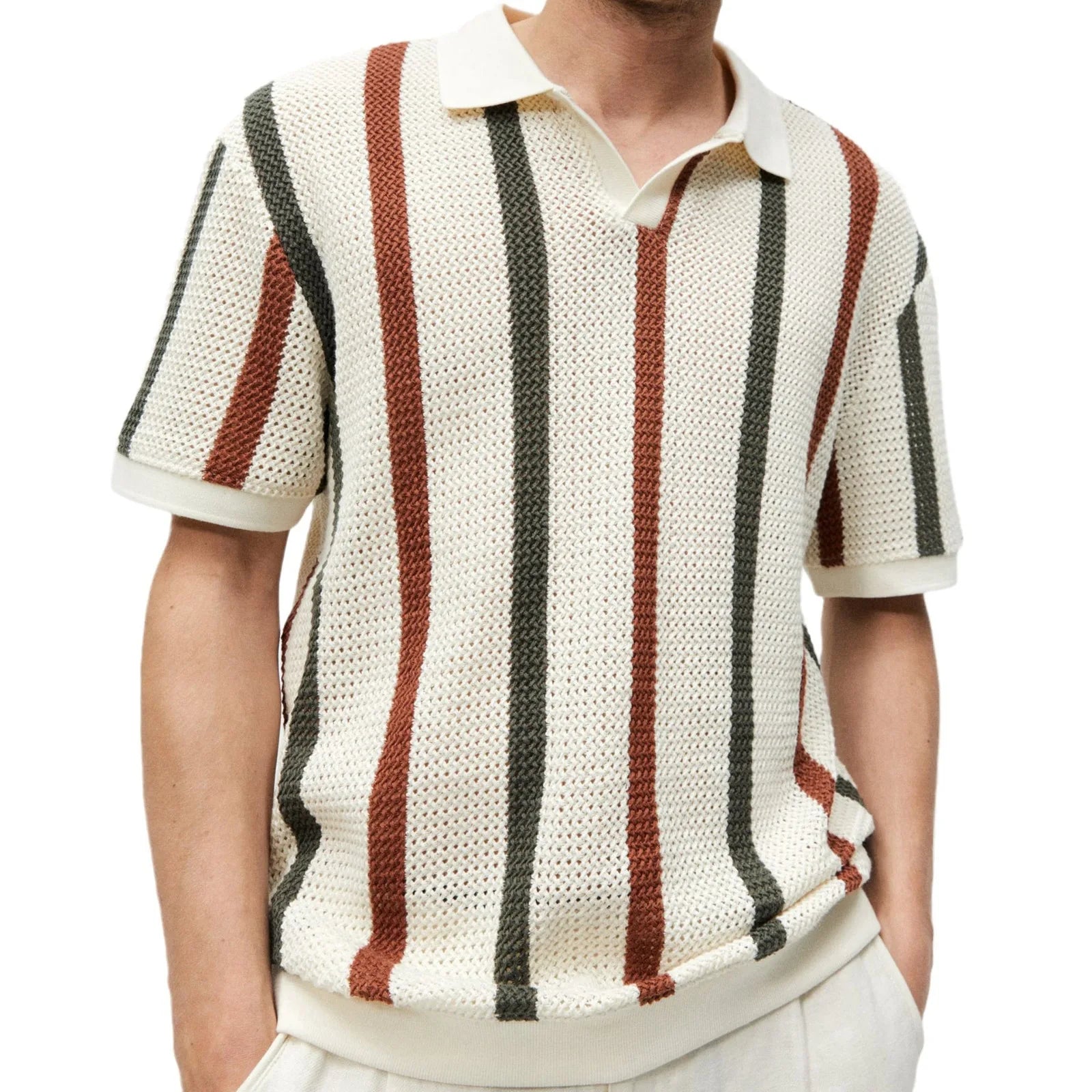 Enzo | Stripe Knit Polo