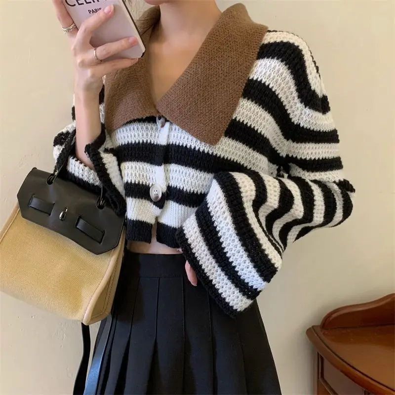 Mara | Striped Cropped Cardigan