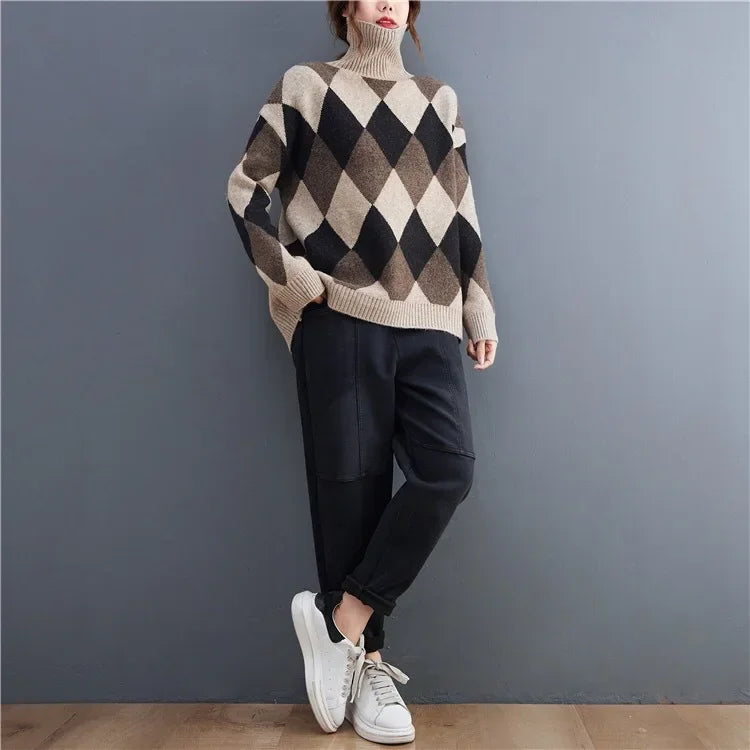 Ren | Argyle Turtleneck Sweater