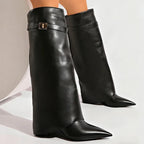 Noire Sculpted Leather Slouch Boots