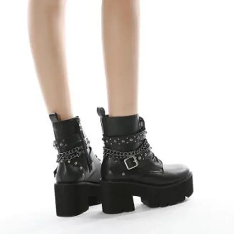 Raven Studded Platform Boots