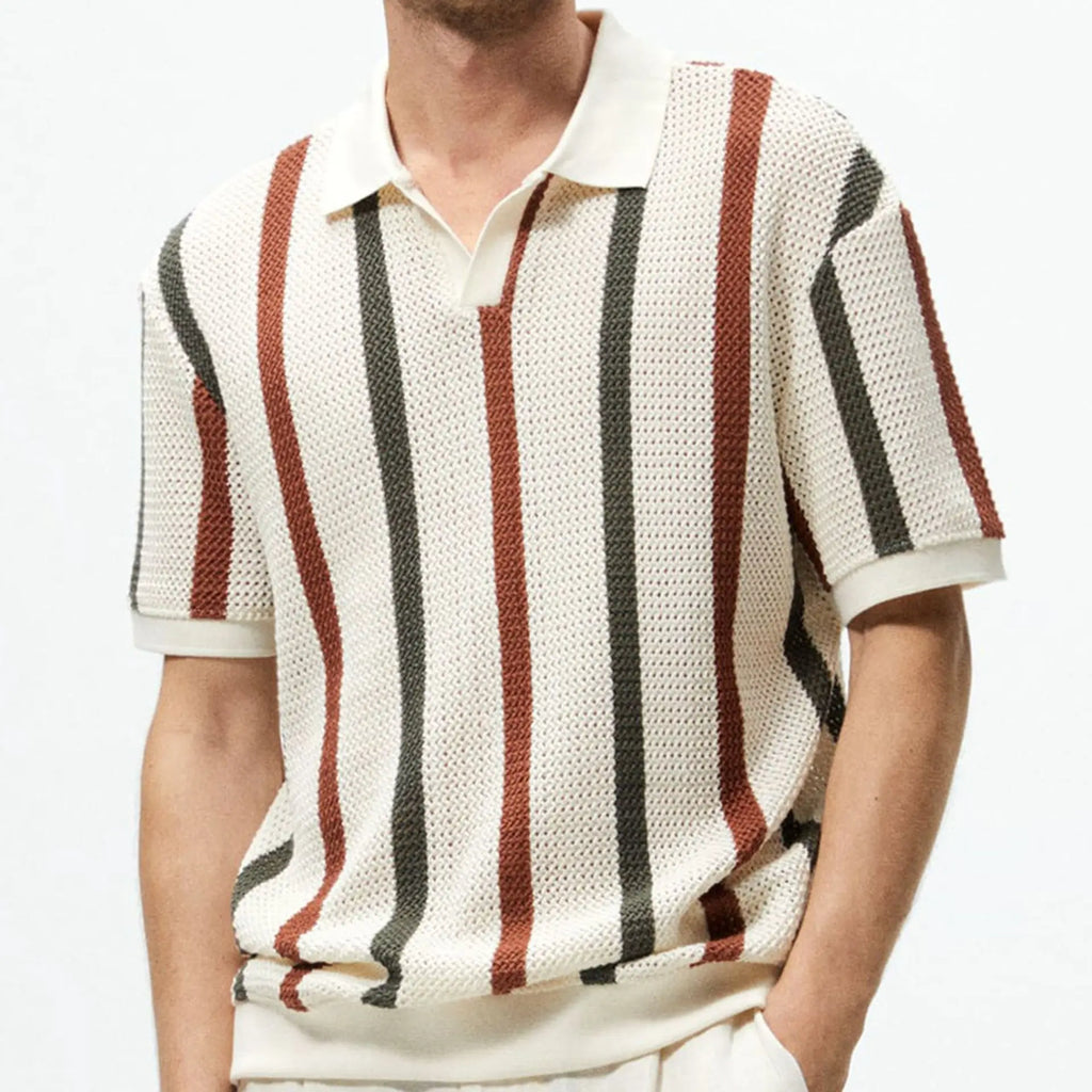 Enzo | Stripe Knit Polo