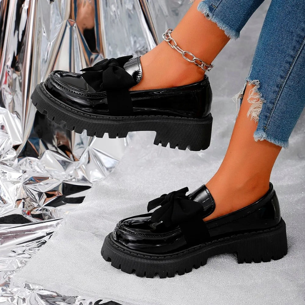 Ines | Bow Platform Loafers