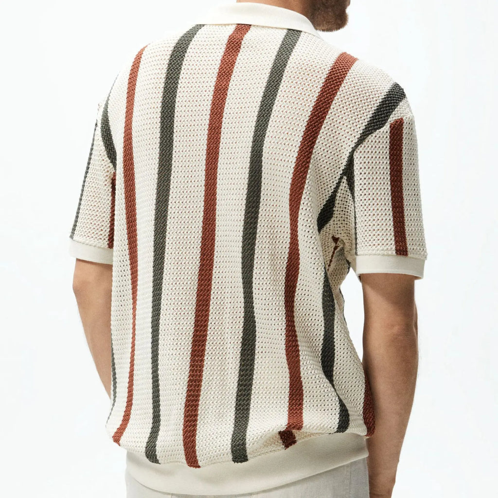 Enzo | Stripe Knit Polo