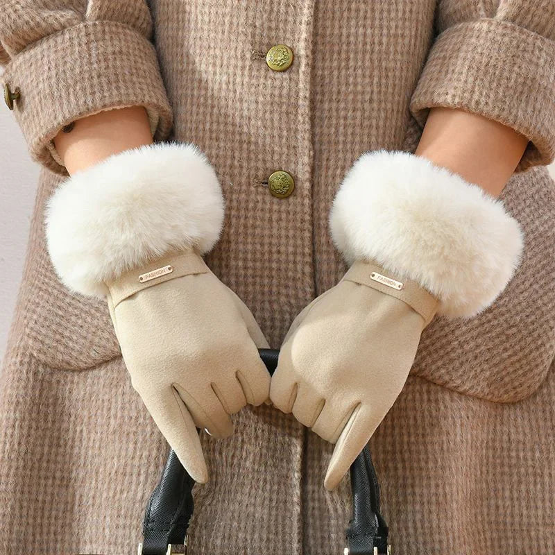 Elara Cashmere Fur Gloves