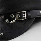 Raven Studded Leather Cap
