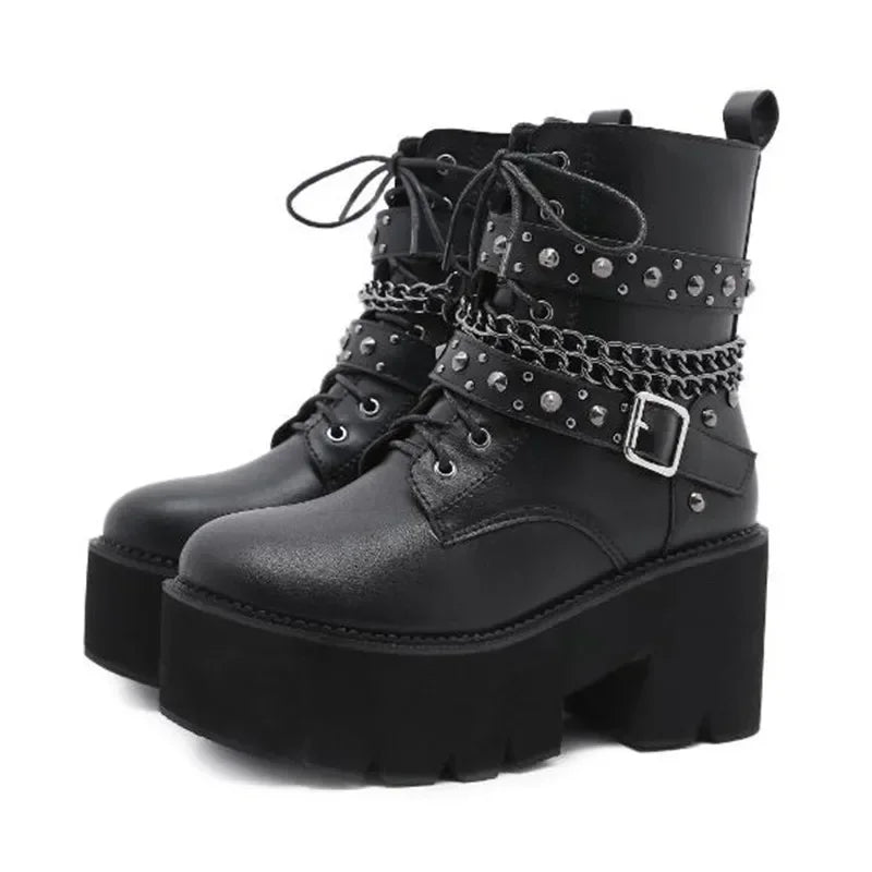 Raven Studded Platform Boots