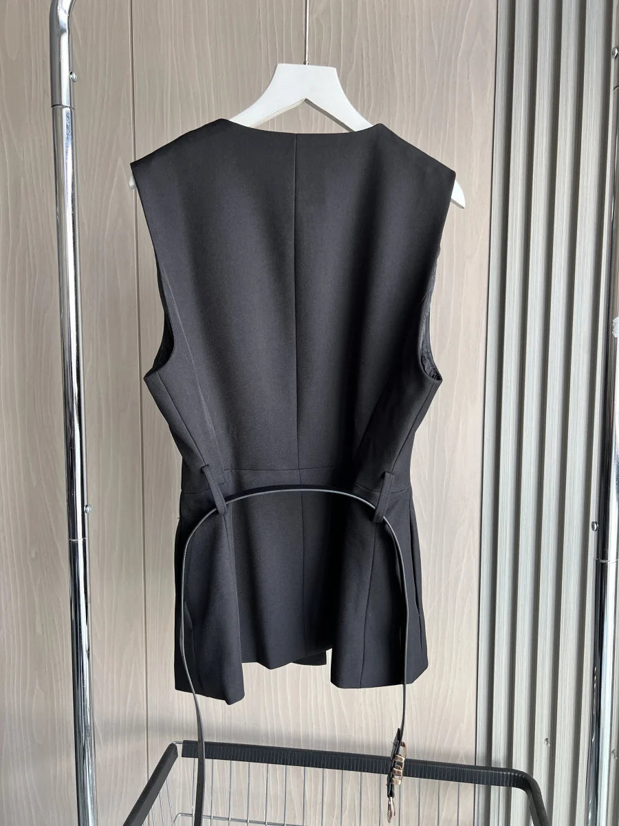 Noelle | Belted Crepe Vest