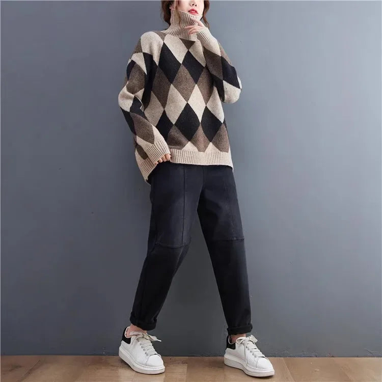 Ren | Argyle Turtleneck Sweater