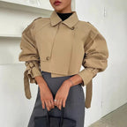 Jenn | Add matcha Cropped Trench Jacket