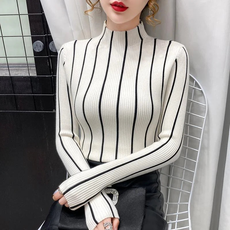 Renée | Striped Ribbed Turtleneck