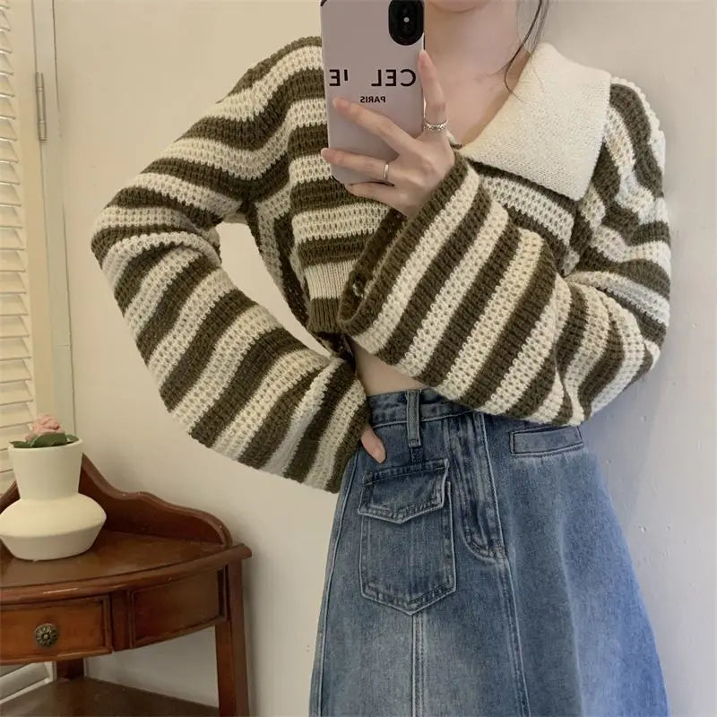 Mara | Striped Cropped Cardigan