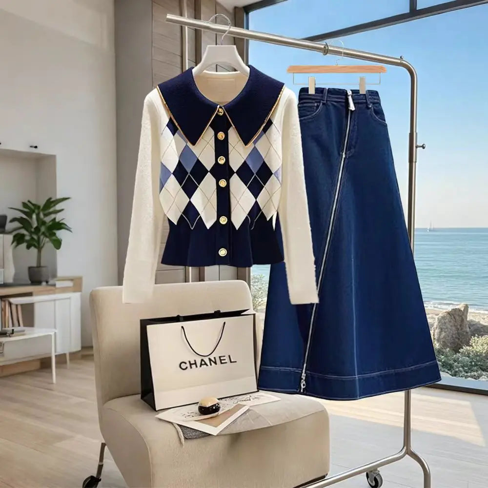 Vivienne | Argyle Knit Set