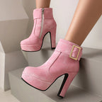 Azure Denim Platform Ankle Boots