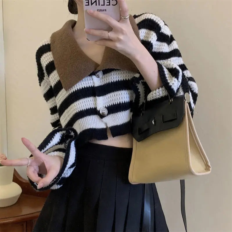 Mara | Striped Cropped Cardigan