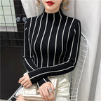 Renée | Striped Ribbed Turtleneck