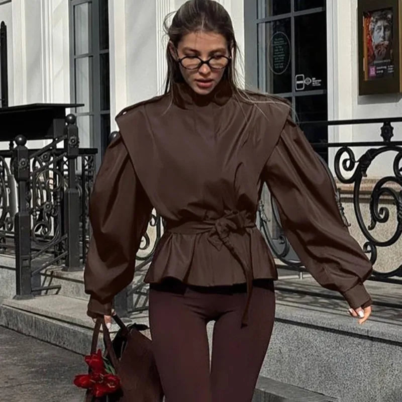 Bianca | Belted Satin Blouse