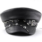 Raven Studded Leather Cap