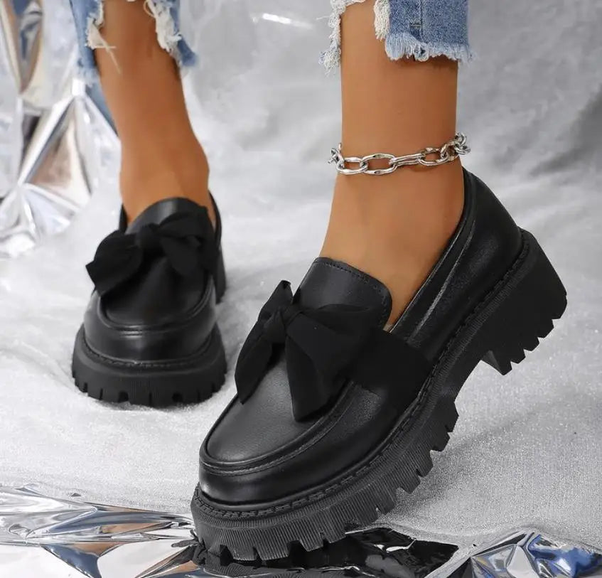 Ines | Bow Platform Loafers