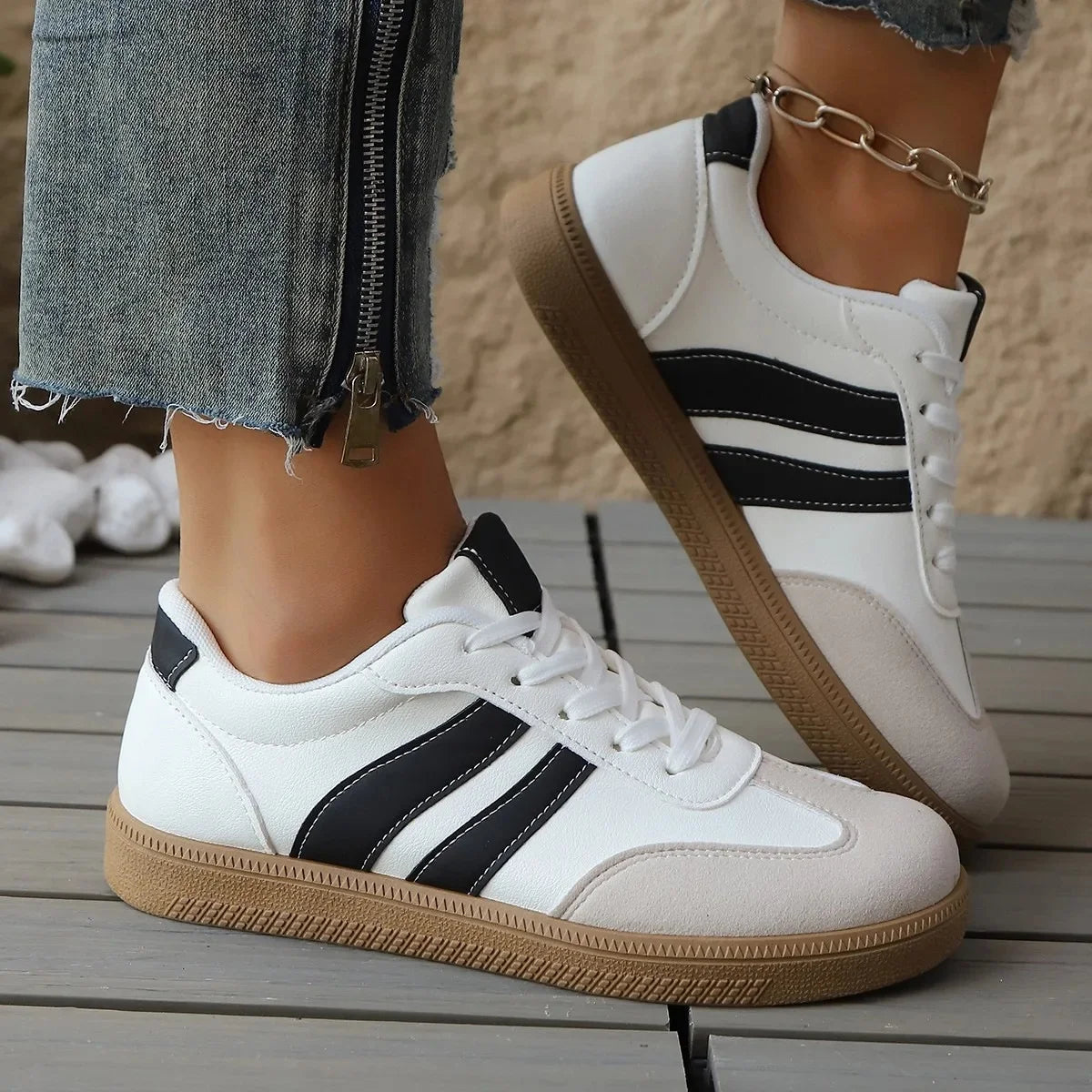 Fiona | Retro Stripe Sneakers