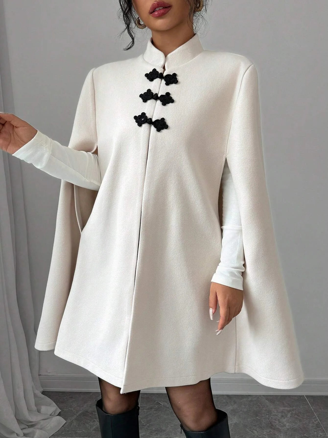 Elise | Wool-Blend Cape Coat