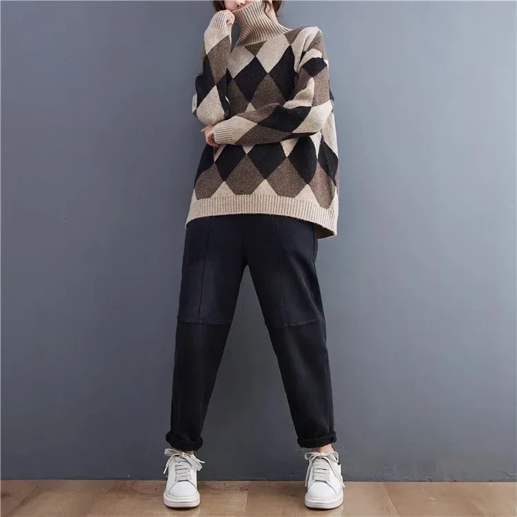 Ren | Argyle Turtleneck Sweater