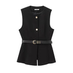 Noelle | Belted Crepe Vest