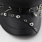 Raven Studded Leather Cap