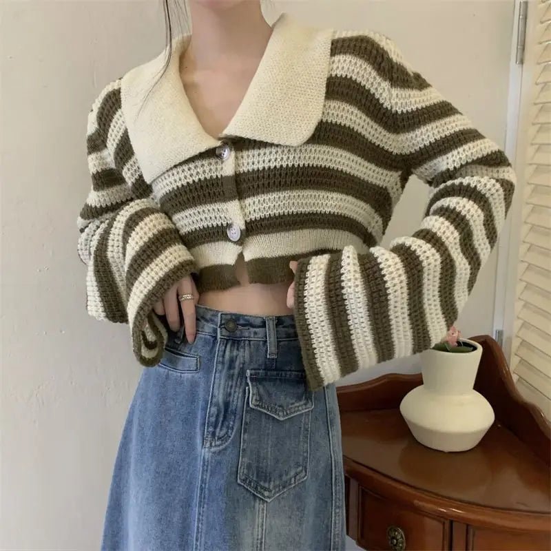 Mara | Striped Cropped Cardigan