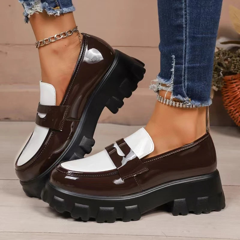Liora | Two-Tone Platform Loafers