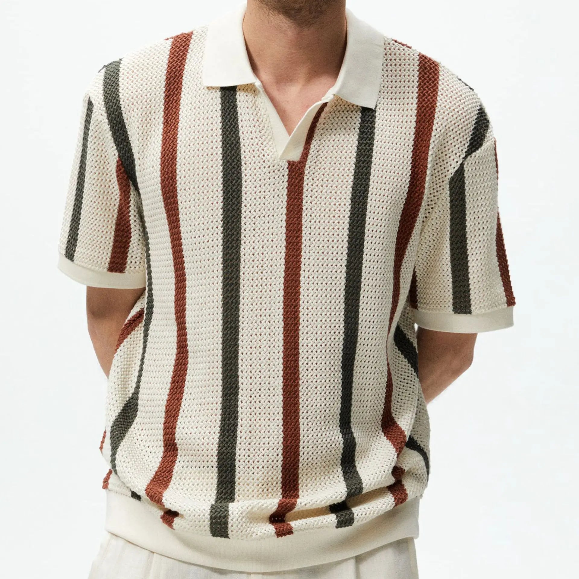 Enzo | Stripe Knit Polo