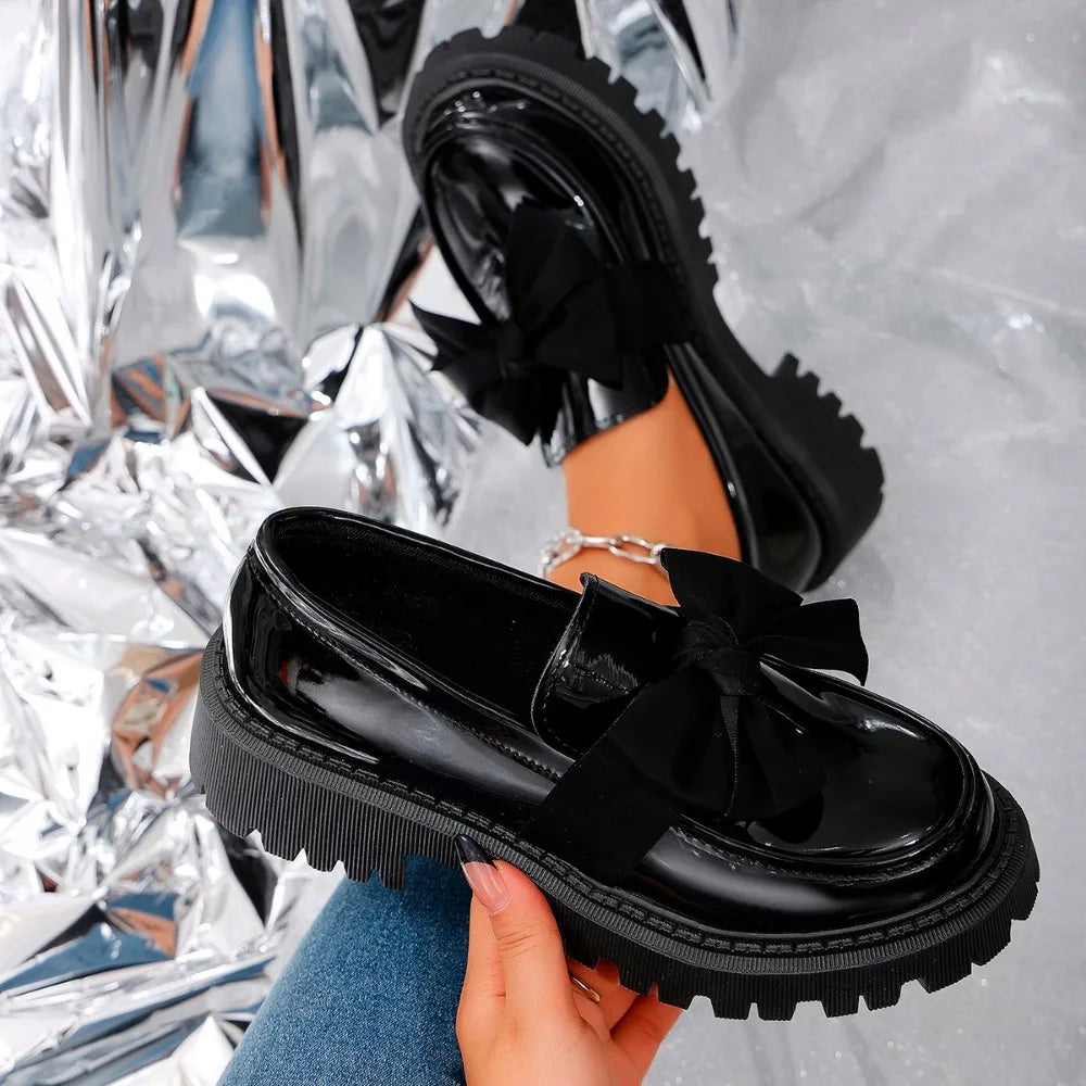 Ines | Bow Platform Loafers