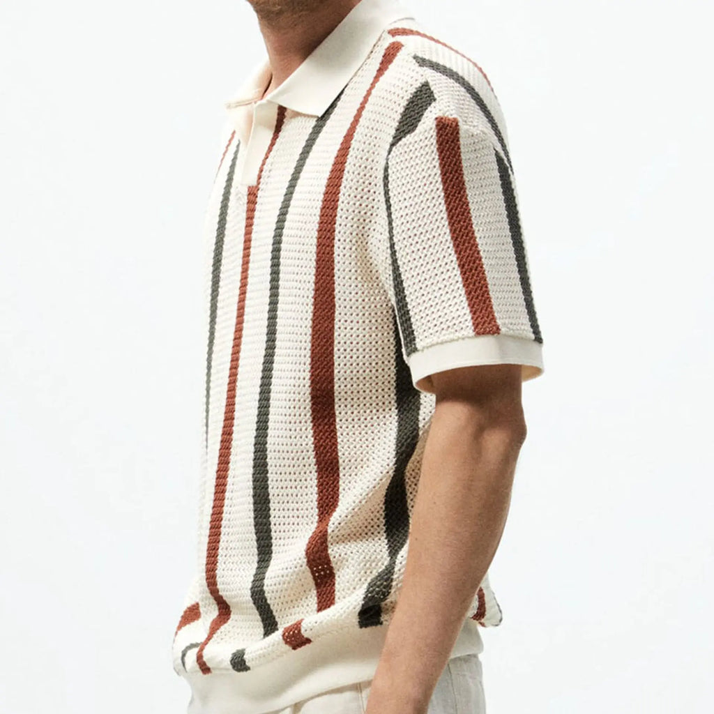 Enzo | Stripe Knit Polo