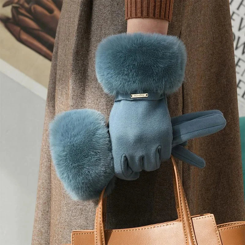 Elara Cashmere Fur Gloves