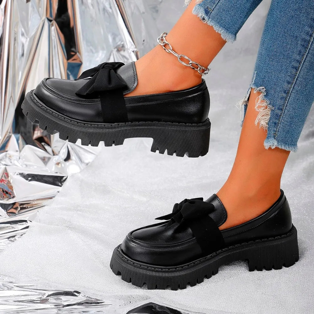 Ines | Bow Platform Loafers